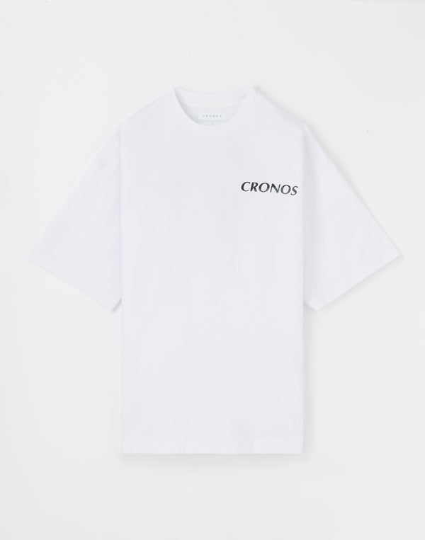 CRONOS Earth Design Print  OverSize T-SHIRT【WHITE×BLACK】