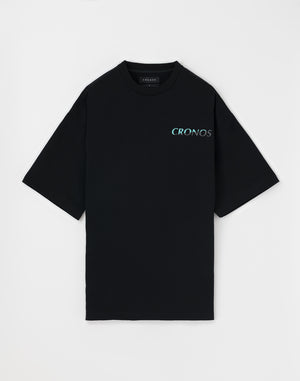 CRONOS Earth Design Print  OverSize T-SHIRT【BLACK×BLUE】
