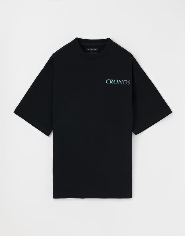 CRONOS Earth Design Print  OverSize T-SHIRT【BLACK×BLUE】