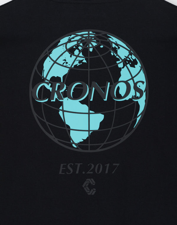 CRONOS Earth Design Print  OverSize T-SHIRT【BLACK×BLUE】