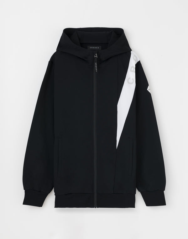 CRONOS Advanced Rash Guard Zip-Up Hoodie【BLACK×WHITE】