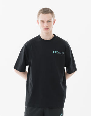 CRONOS Earth Design Print  OverSize T-SHIRT【BLACK×BLUE】