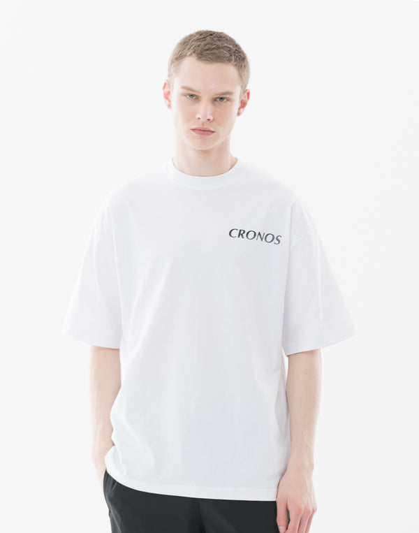 CRONOS Earth Design Print  OverSize T-SHIRT【WHITE×BLACK】