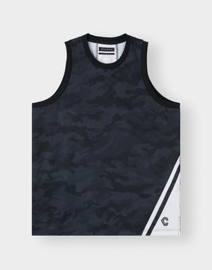 CRONOS TACTICAL CAMO over size SLEEVELESS TEE【BLACKCAMO】
