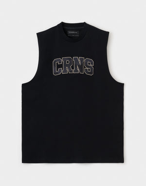 CRONOS  AIR DRY over size SLEEVELESS TEE【BLACK】