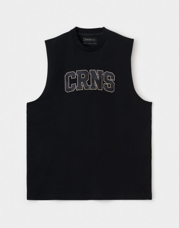CRONOS  AIR DRY over size SLEEVELESS TEE【BLACK】