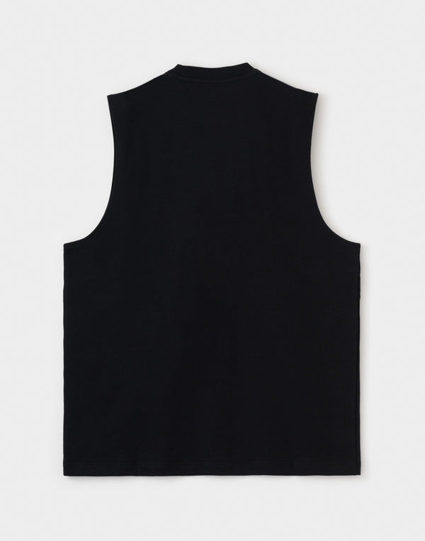 CRONOS  AIR DRY over size SLEEVELESS TEE【BLACK】