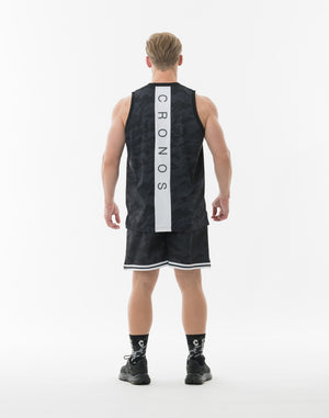 CRONOS TACTICAL CAMO over size SLEEVELESS TEE【BLACKCAMO】