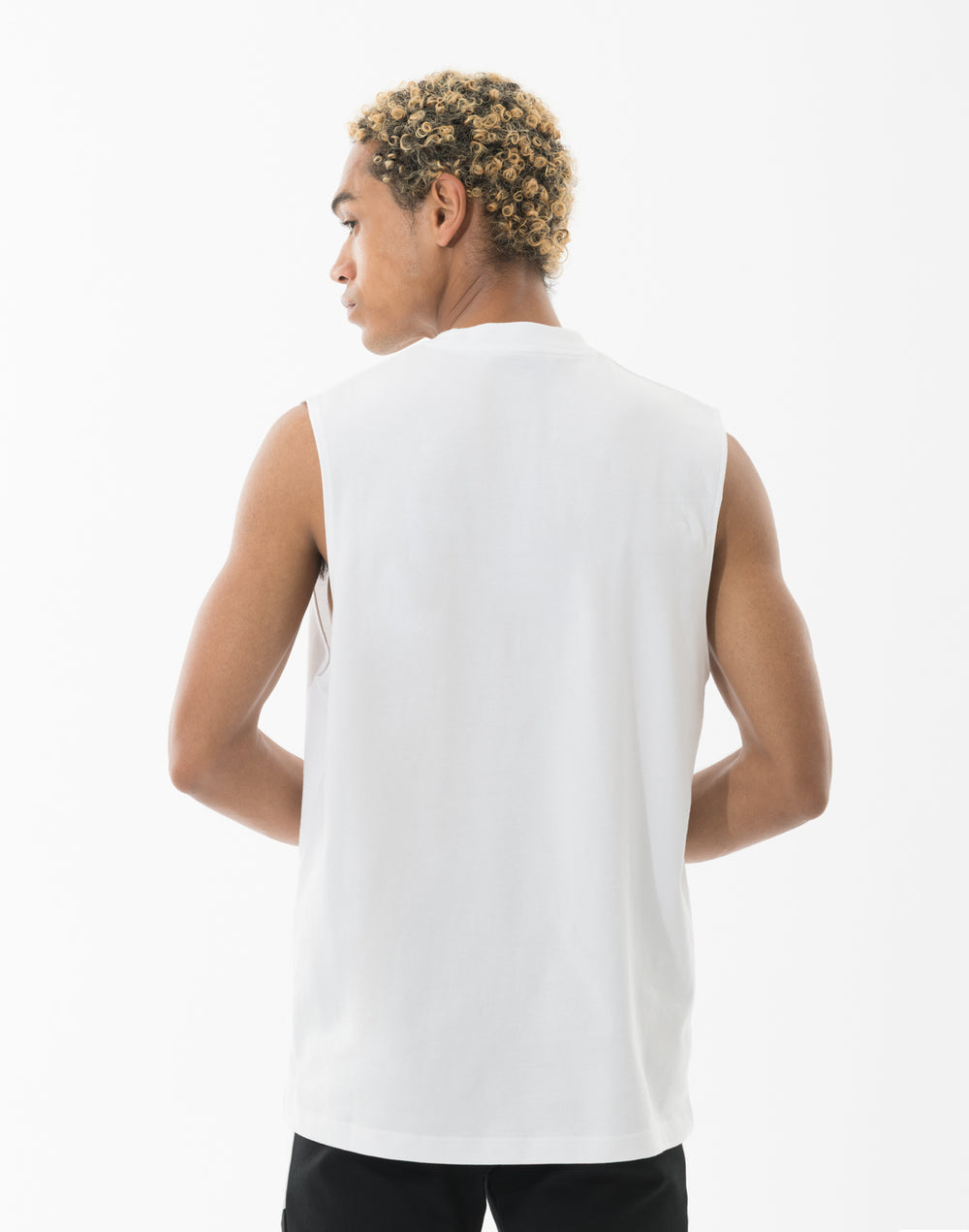 CRONOS  AIR DRY over size SLEEVELESS TEE【WHITE】