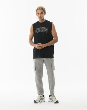 CRONOS  AIR DRY over size SLEEVELESS TEE【BLACK】