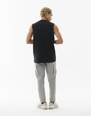 CRONOS  AIR DRY over size SLEEVELESS TEE【BLACK】