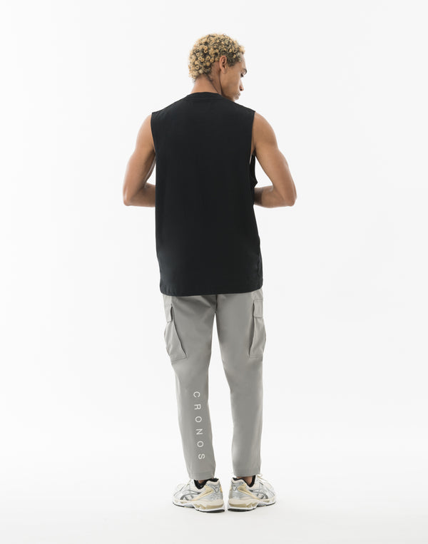 CRONOS  AIR DRY over size SLEEVELESS TEE【BLACK】