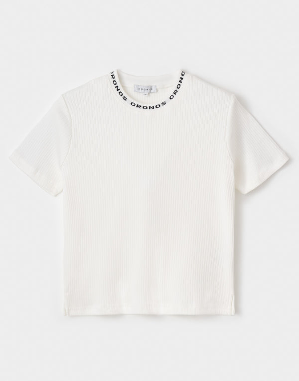 CRONOS WOMEN シャイニーワイドリブTシャツ【ホワイト】