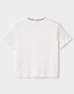 CRONOS WOMEN シャイニーワイドリブTシャツ【ホワイト】