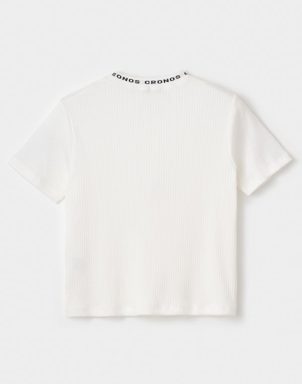 CRONOS WOMEN シャイニーワイドリブTシャツ【ホワイト】