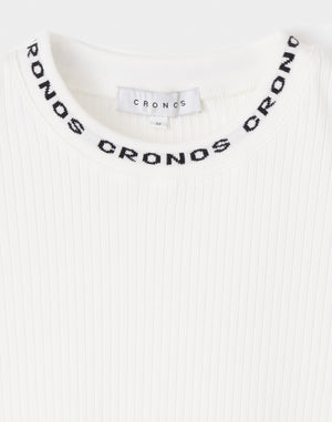 CRONOS WOMEN シャイニーワイドリブTシャツ【ホワイト】