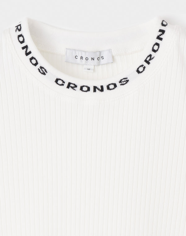 CRONOS WOMEN シャイニーワイドリブTシャツ【ホワイト】