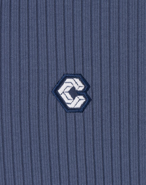 CRONOS WOMEN Shiny Wide Rib Hoodie【NAVY】