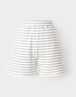 CRONOS WOMEN Shiny Wide Rib Shorts【WHITE】