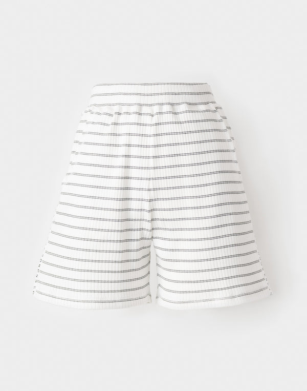 CRONOS WOMEN Shiny Wide Rib Shorts【WHITE】