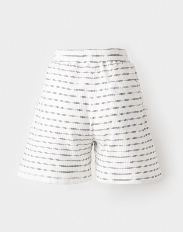 CRONOS WOMEN Shiny Wide Rib Shorts【WHITE】