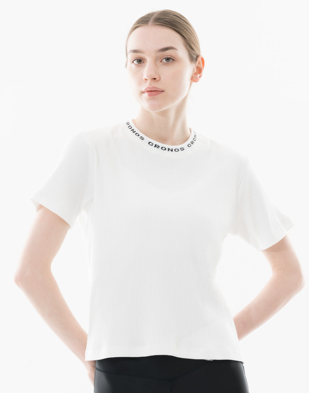 CRONOS WOMEN シャイニーワイドリブTシャツ【ホワイト】