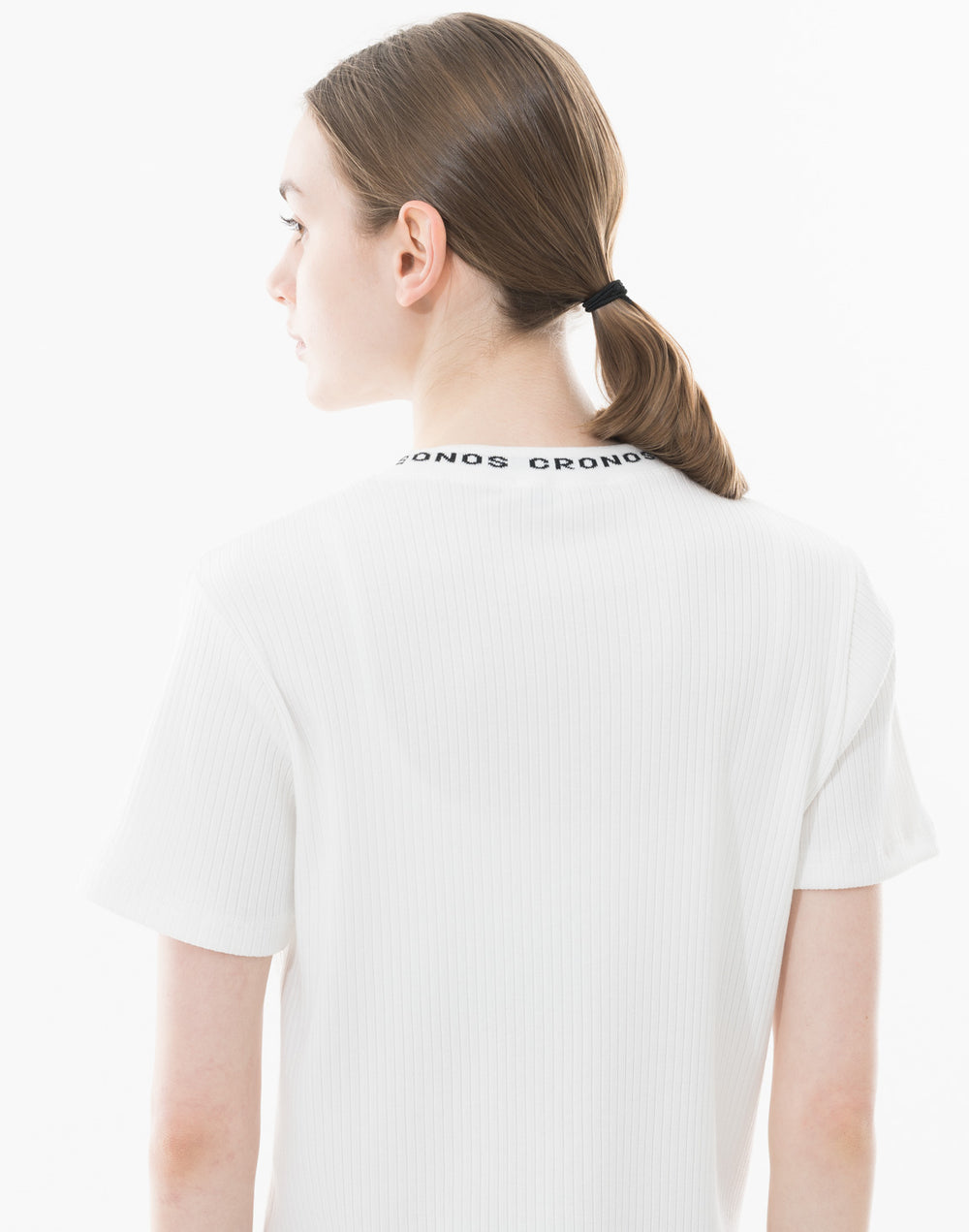 CRONOS WOMEN シャイニーワイドリブTシャツ【ホワイト】