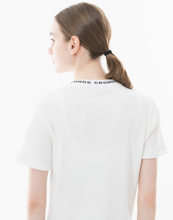 CRONOS WOMEN シャイニーワイドリブTシャツ【ホワイト】