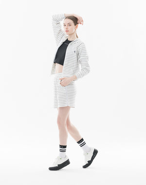 CRONOS WOMEN Shiny Wide Rib Shorts【WHITE】