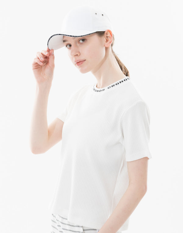 CRONOS WOMEN シャイニーワイドリブTシャツ【ホワイト】