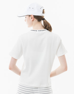 CRONOS WOMEN シャイニーワイドリブTシャツ【ホワイト】