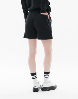 CRONOS WOMEN Shiny Wide Rib Shorts【BLACK】