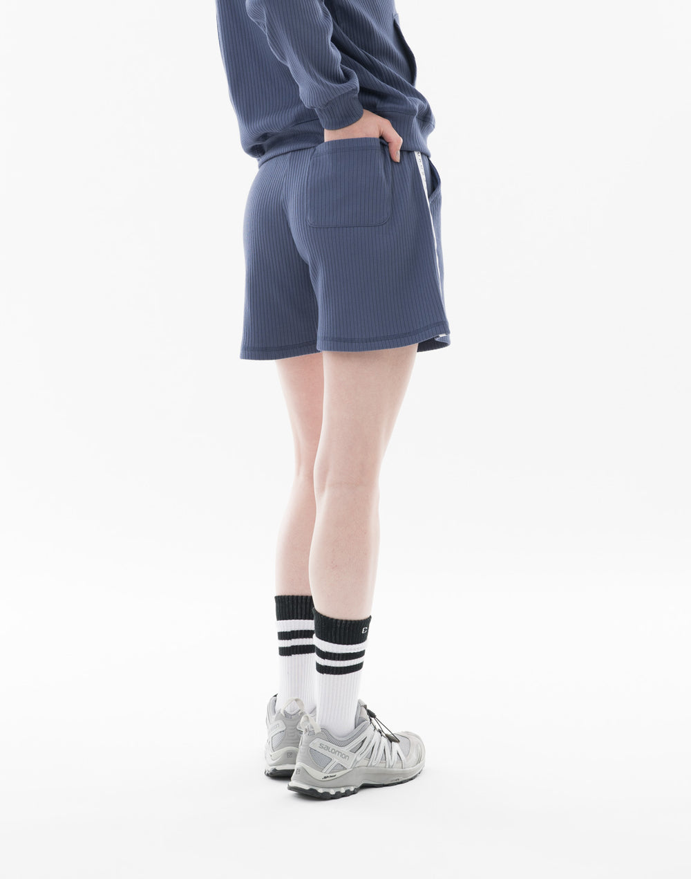 CRONOS WOMEN シャイニーワイドリブショーツ【NAVY】