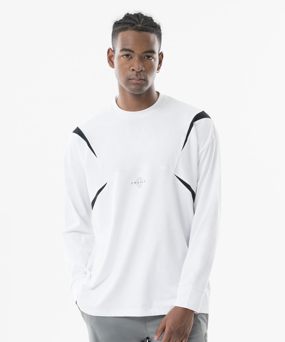 CRONOS ストラクチャードパネルオーバーサイズL/S TEE【WHITE】