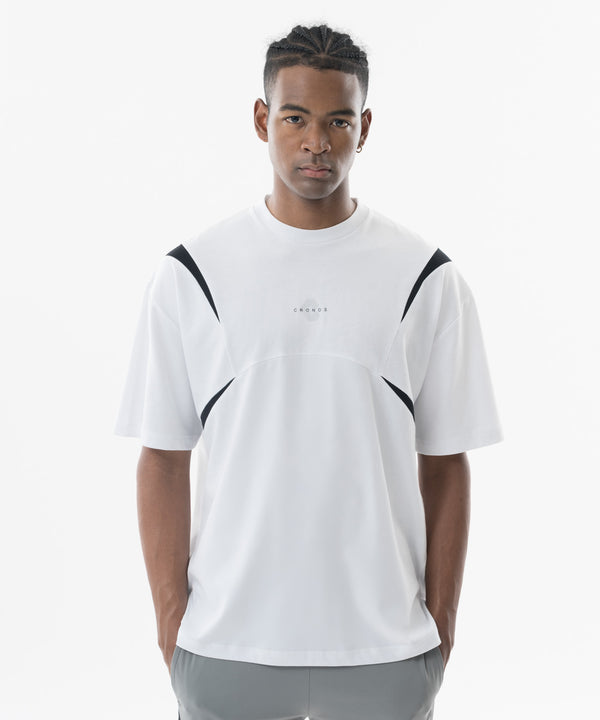 CRONOS Structured Panel over size S/S TEE【WHITE】