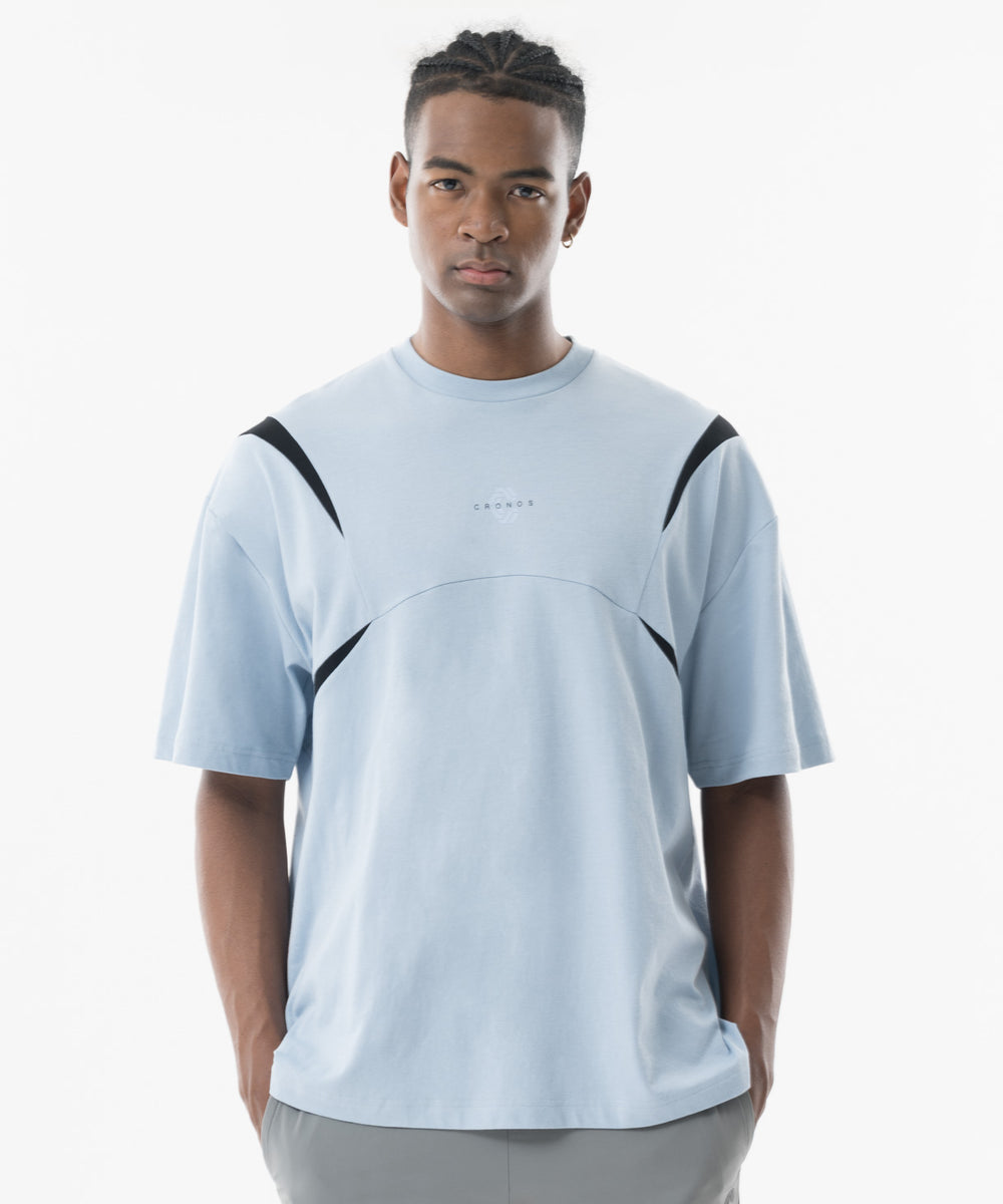 CRONOS ストラクチャードパネルオーバーサイズS/S TEE【L.BLUE】