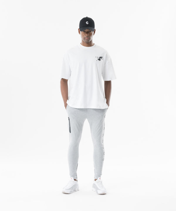 CRONOS Grunge Paint Stroke over size S/S TEE【WHITE】