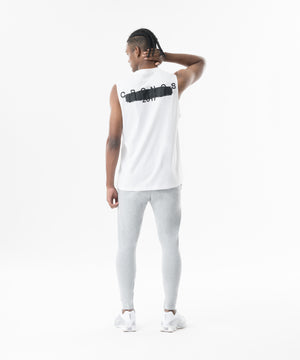 CRONOS Grunge Paint Stroke 大尺寸無袖上衣【白色】