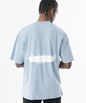 CRONOS Grunge Paint Stroke over size S/S TEE【L.BLUE】