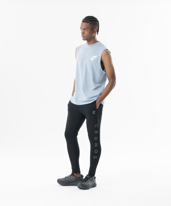 CRONOS Grunge Paint Stroke 大尺寸無袖上衣【L.BLUE】