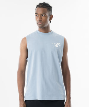 CRONOS Grunge Paint Stroke 大尺寸無袖上衣【L.BLUE】