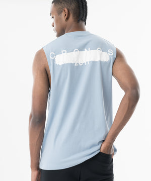 CRONOS Grunge Paint Stroke 大尺寸無袖上衣【L.BLUE】