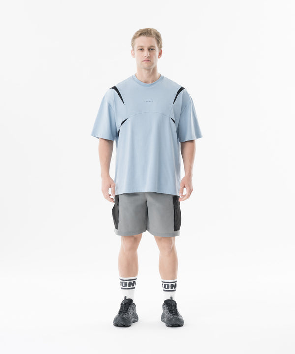 CRONOS Structured Panel over size S/S TEE【L.BLUE】