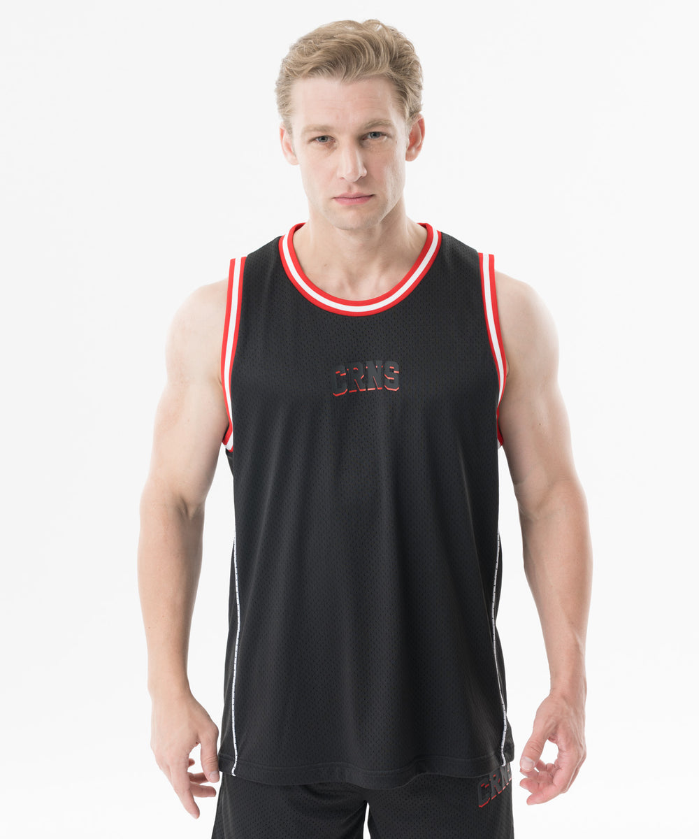 CRONOS Double-Layer Basketball Mesh Tank【BLACK×RED】