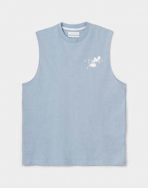 CRONOS Grunge Paint Stroke 大尺寸無袖上衣【L.BLUE】