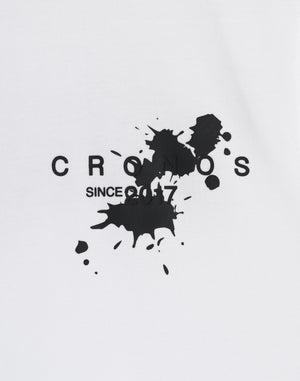 CRONOS Grunge Paint Stroke over size S/S TEE【WHITE】