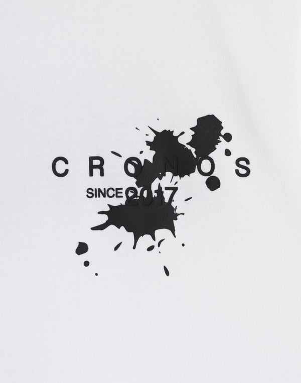 CRONOS Grunge Paint Stroke over size S/S TEE【WHITE】