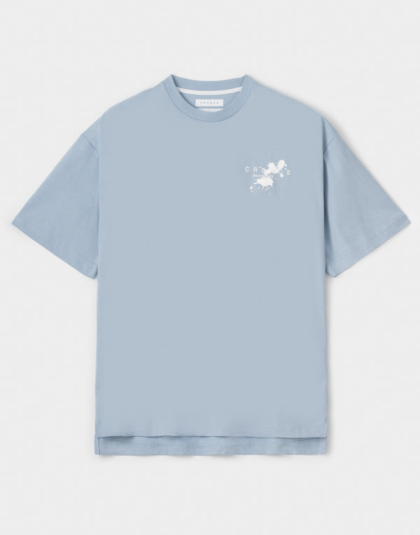 CRONOS Grunge Paint Stroke over size S/S TEE【L.BLUE】