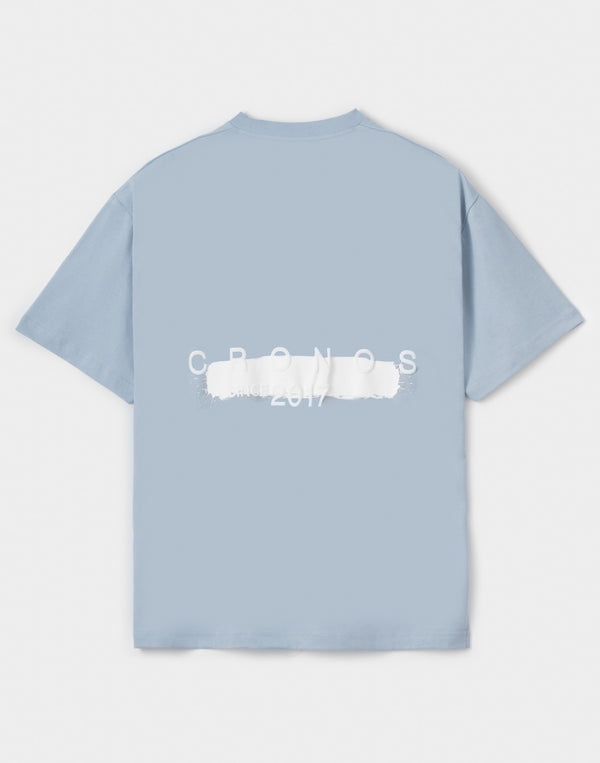 CRONOS Grunge Paint Stroke over size S/S TEE【L.BLUE】
