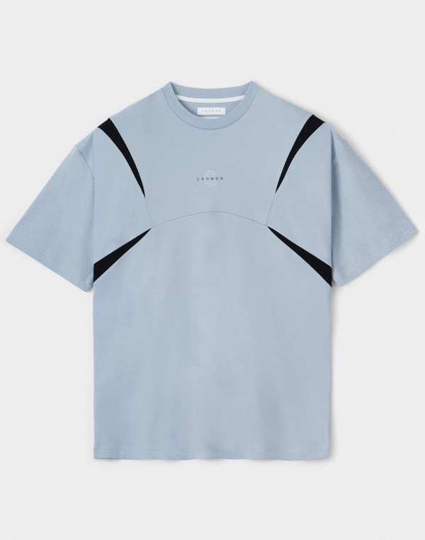 CRONOS Structured Panel over size S/S TEE【L.BLUE】